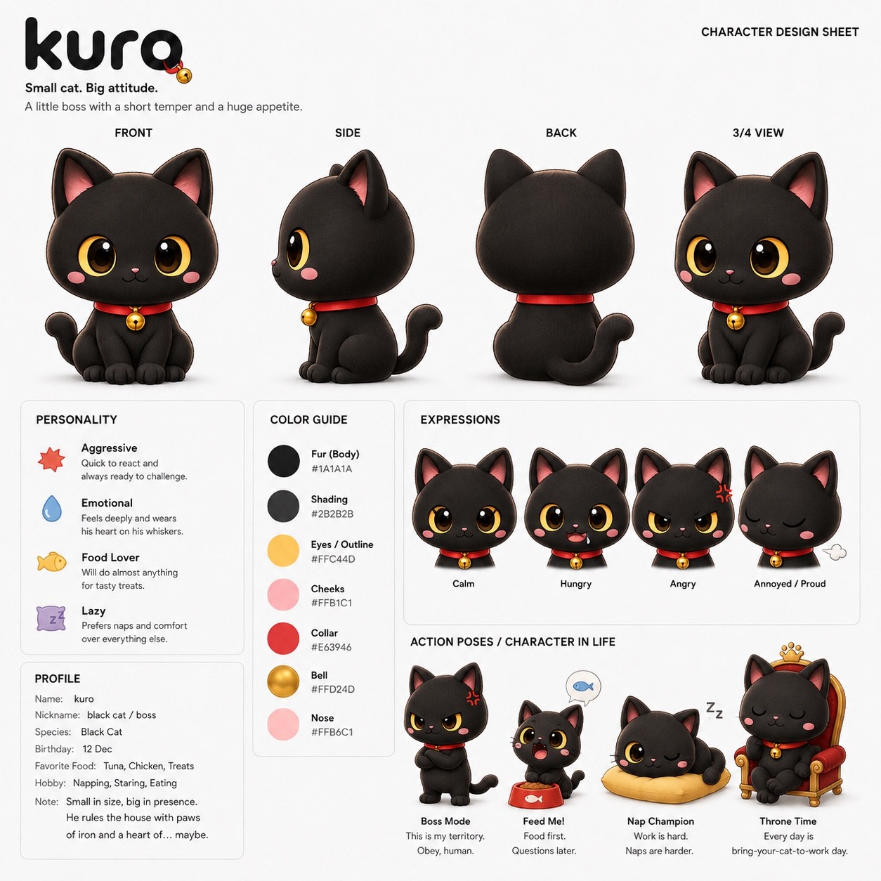 kuro character design sheet